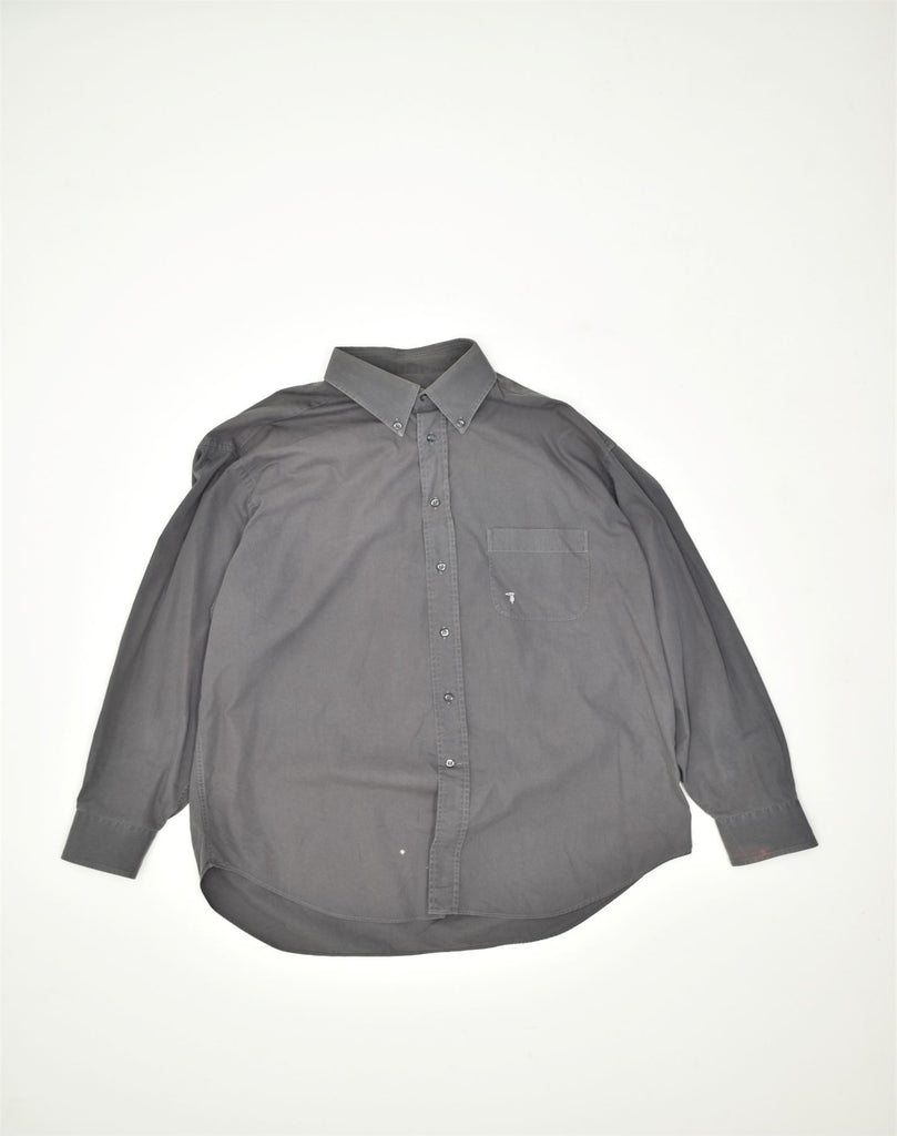 TRUSSARDI Mens Shirt Size 17-43 XL Grey Cotton | Vintage | Thrift | Second-Hand | Used Clothing | Messina Hembry 