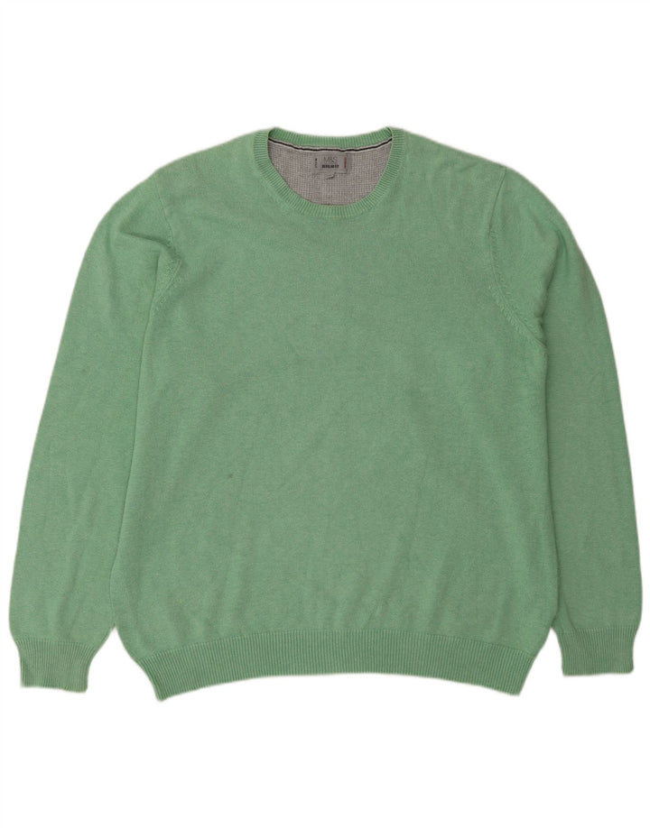 Marks & Spencer Mens Regular Fit Crew Neck Jumper Sweater Large Green