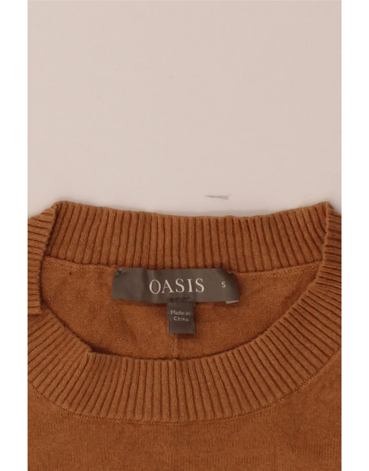 OASIS Womens Crew Neck Jumper Sweater UK 10 Small Brown Viscose Vintage Oasis and Second-Hand Oasis from Messina Hembry 