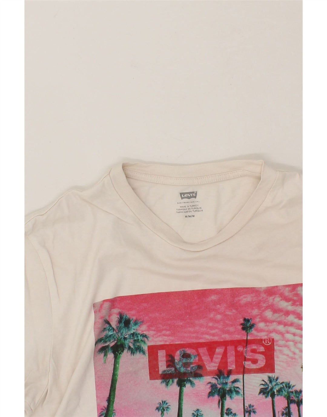 LEVI'S Womens Graphic T-Shirt Top UK 14 Medium White Cotton Vintage Levi's and Second-Hand Levi's from Messina Hembry 