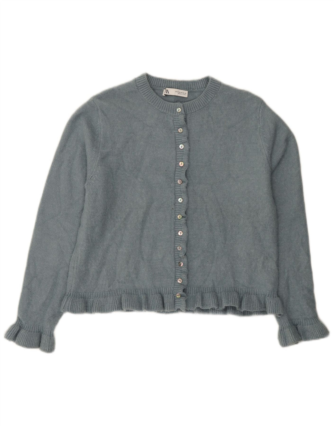 Zara Womens Cardigan Sweater UK 14 Medium Blue Polyester