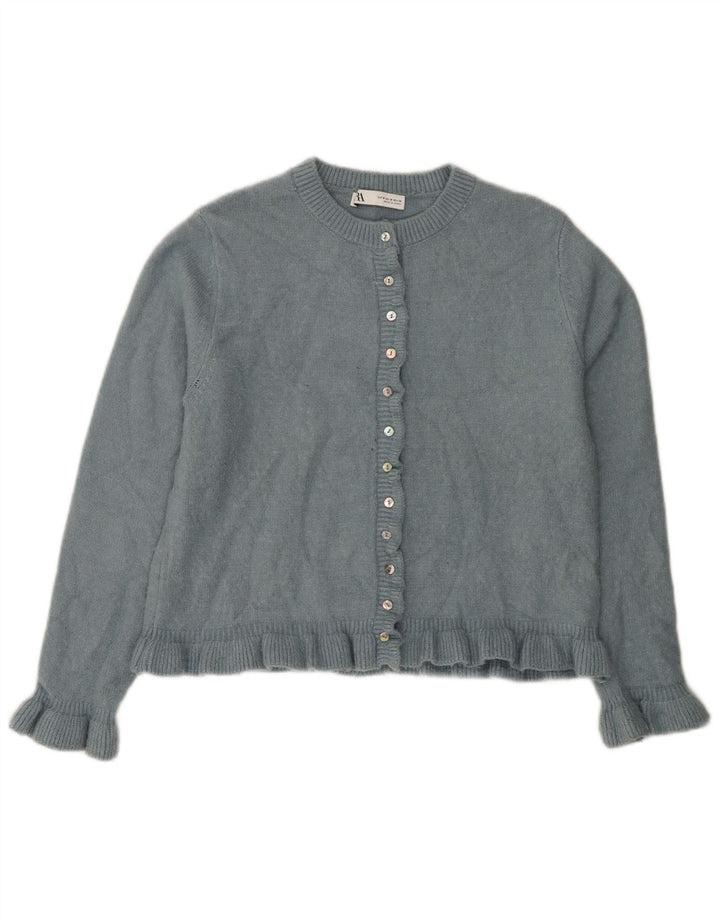 Zara Womens Cardigan Sweater UK 14 Medium Blue Polyester