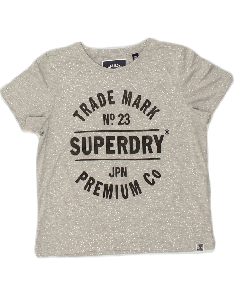 SUPERDRY Womens Loose Fit Graphic T-Shirt Top UK 10 Small Grey Spotted | Vintage Superdry | Thrift | Second-Hand Superdry | Used Clothing | Messina Hembry 