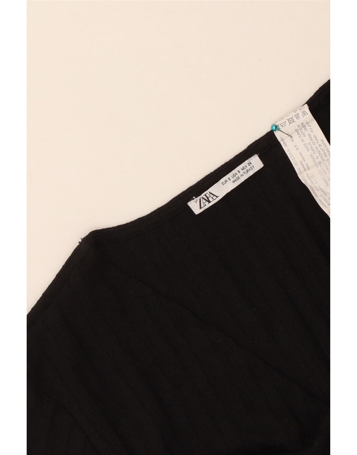 Zara Womens Crop Top UK 8 Small Black Polyester
