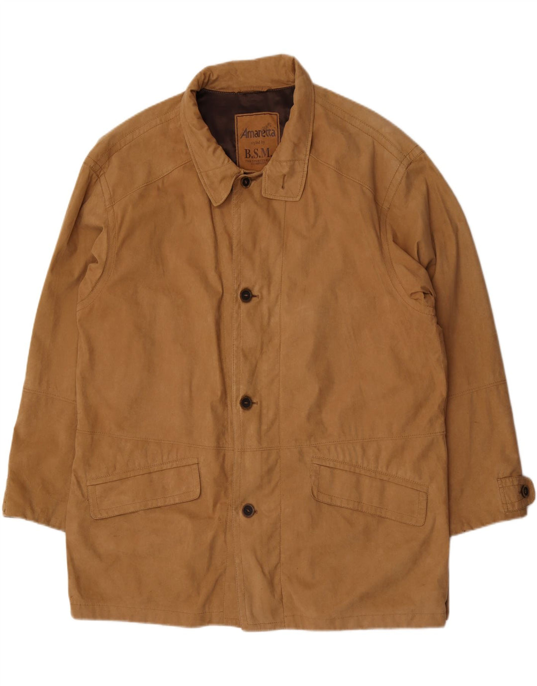 B.S.M Mens Overcoat UK 48 4XL Beige Nylon