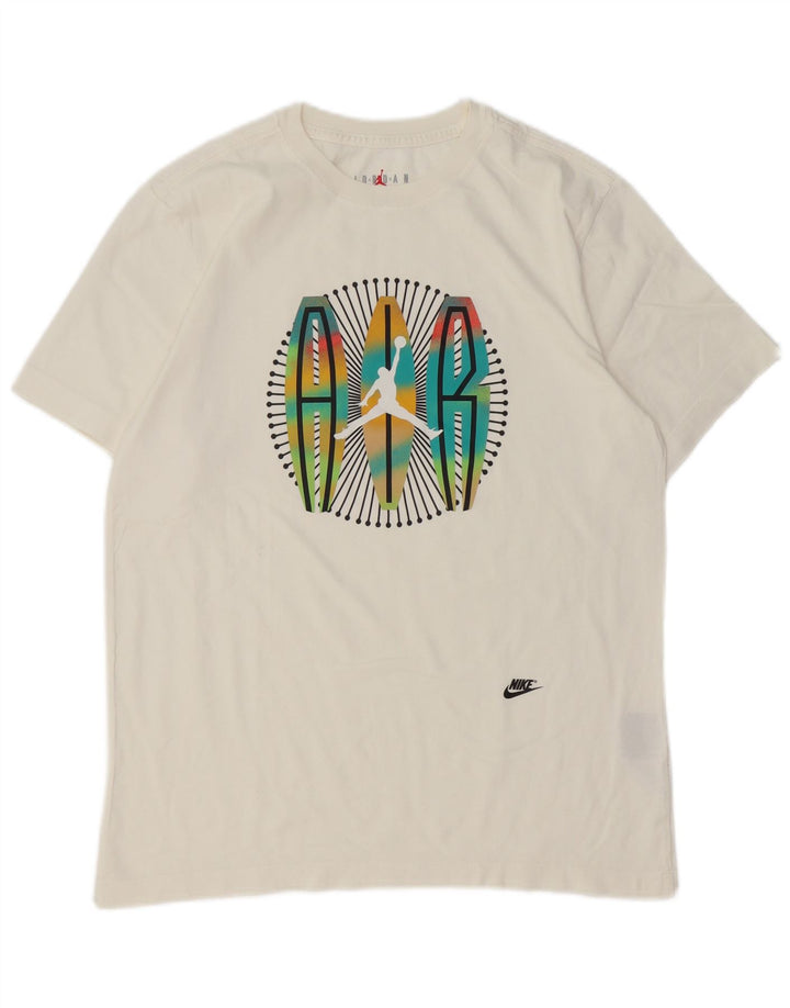 Jordan Mens Graphic T-Shirt Top Medium White Cotton