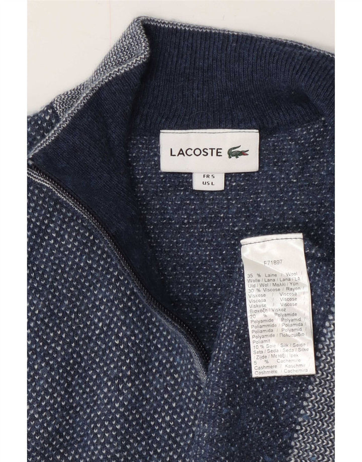 Lacoste Mens Cardigan Sweater Size 5 Large Blue Wool