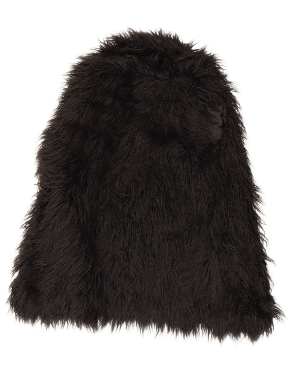 Zara Womens Faux Fur Gilet UK 14 Medium Black Modacryl