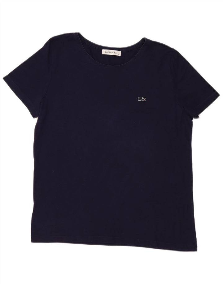 LACOSTE Womens T-Shirt Top Size 42 Large Navy Blue Cotton