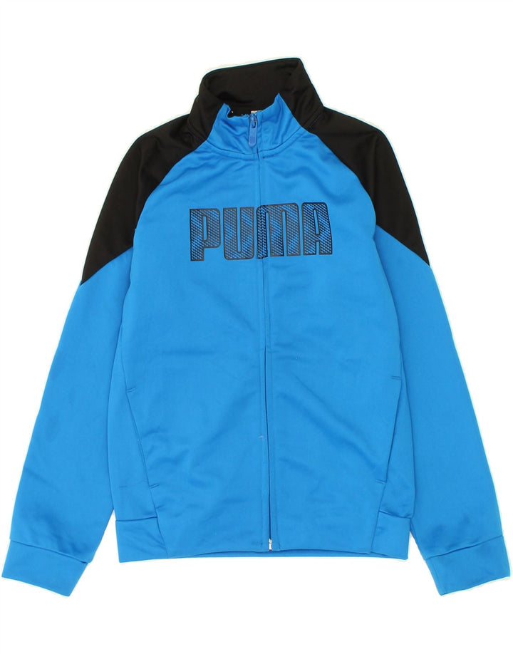PUMA Boys Graphic Tracksuit Top Jacket 9-10 Years Blue Colourblock Vintage Puma and Second-Hand Puma from Messina Hembry 