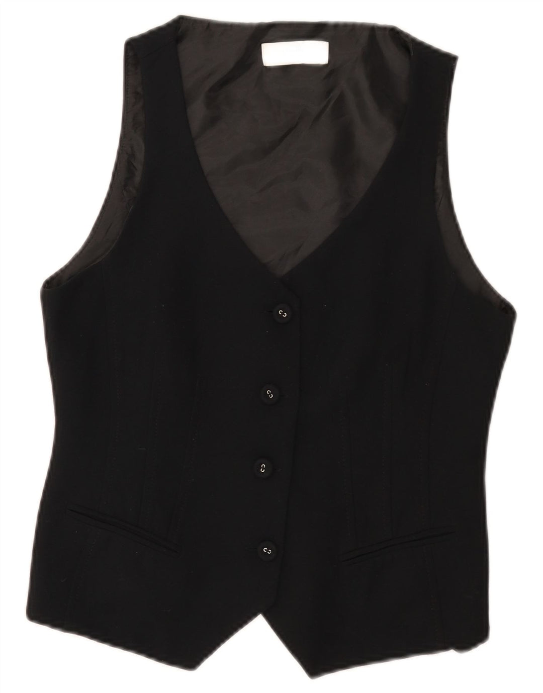 Wallis Womens Petite Waistcoat UK 12 Medium Black Polyester