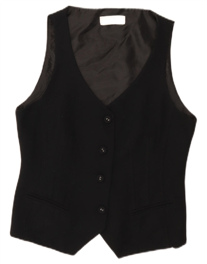 Wallis Womens Petite Waistcoat UK 12 Medium Black Polyester