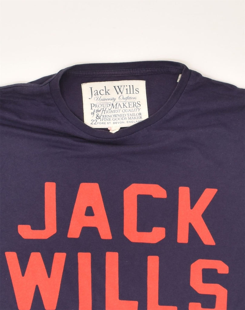 JACK WILLS Mens Graphic T-Shirt Top Medium Navy Blue Cotton | Vintage Jack Wills | Thrift | Second-Hand Jack Wills | Used Clothing | Messina Hembry 