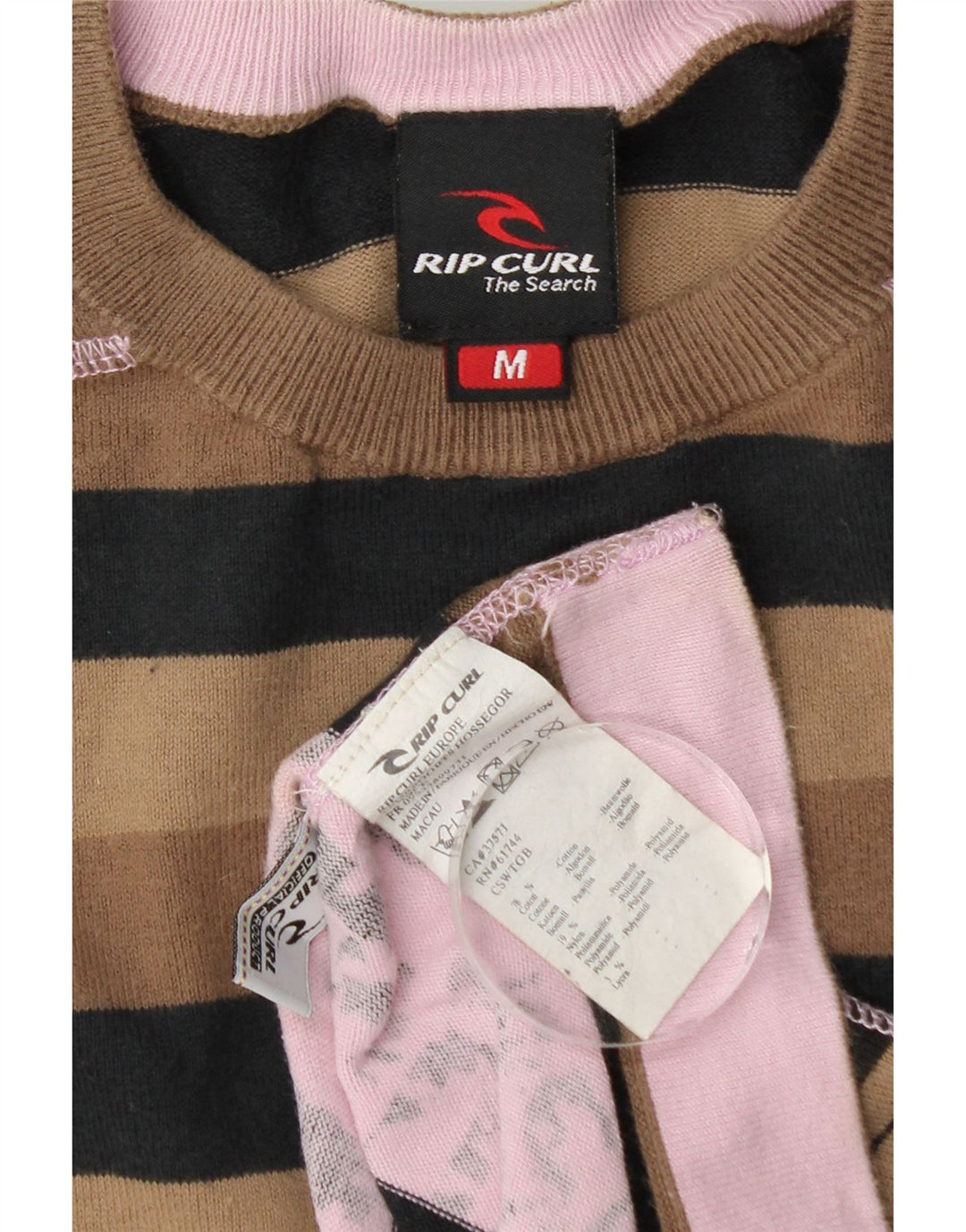 Rip Curl Mens Graphic Top Long Sleeve Medium Brown Striped Cotton