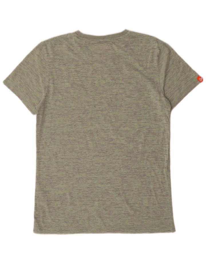 Superdry Mens T-Shirt Top Medium Green Striped Cotton