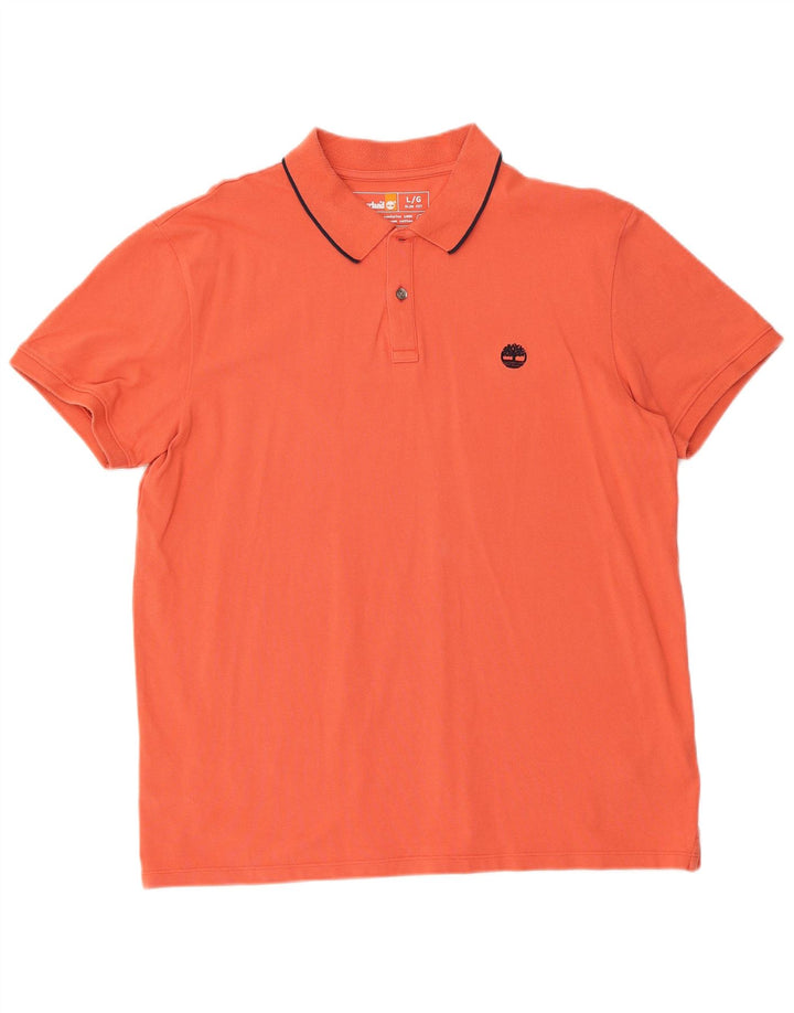 Timberland Mens Slim Fit Polo Shirt Large Orange Cotton