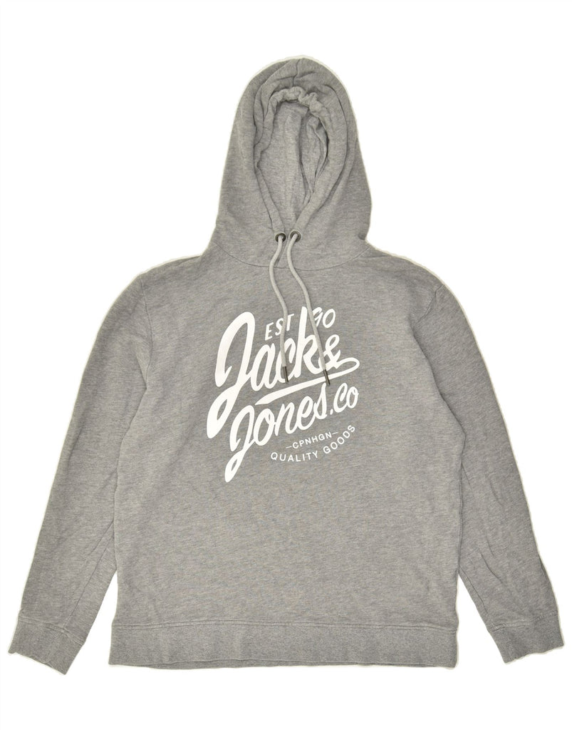 JACK & JONES Mens Graphic Hoodie Jumper XL Grey Cotton | Vintage Jack & Jones | Thrift | Second-Hand Jack & Jones | Used Clothing | Messina Hembry 