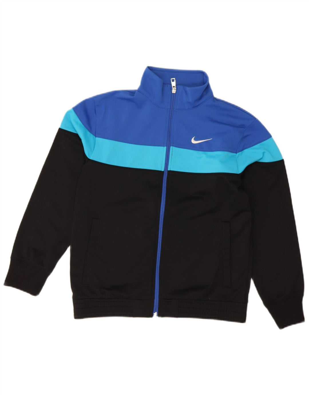 Nike Boys Tracksuit Top Jacket 12-13 Years Large Black Colourblock