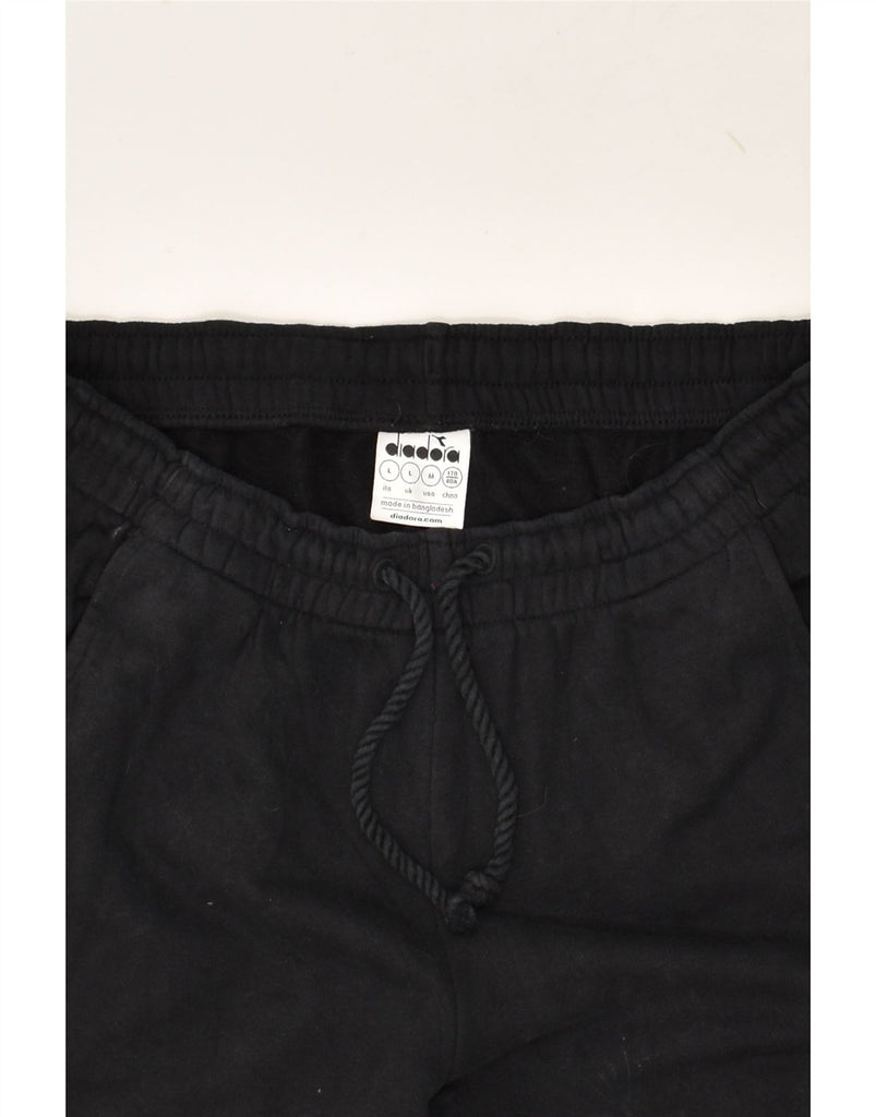 DIADORA Womens Tracksuit Trousers Joggers UK 14 Large Black Cotton | Vintage Diadora | Thrift | Second-Hand Diadora | Used Clothing | Messina Hembry 