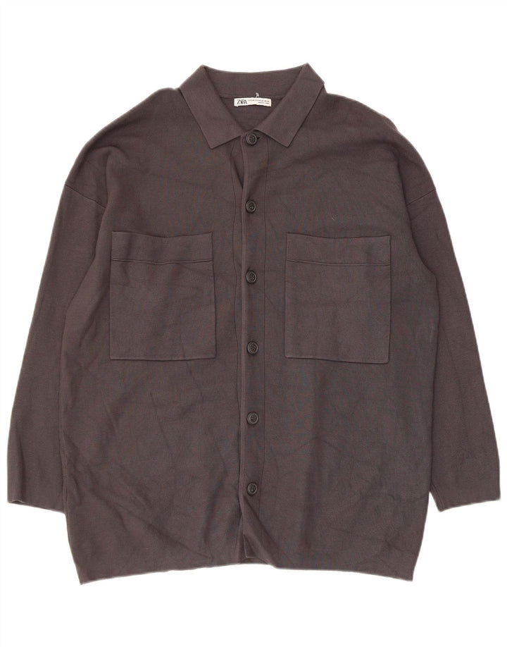 Zara Mens Cardigan Sweater Small Grey