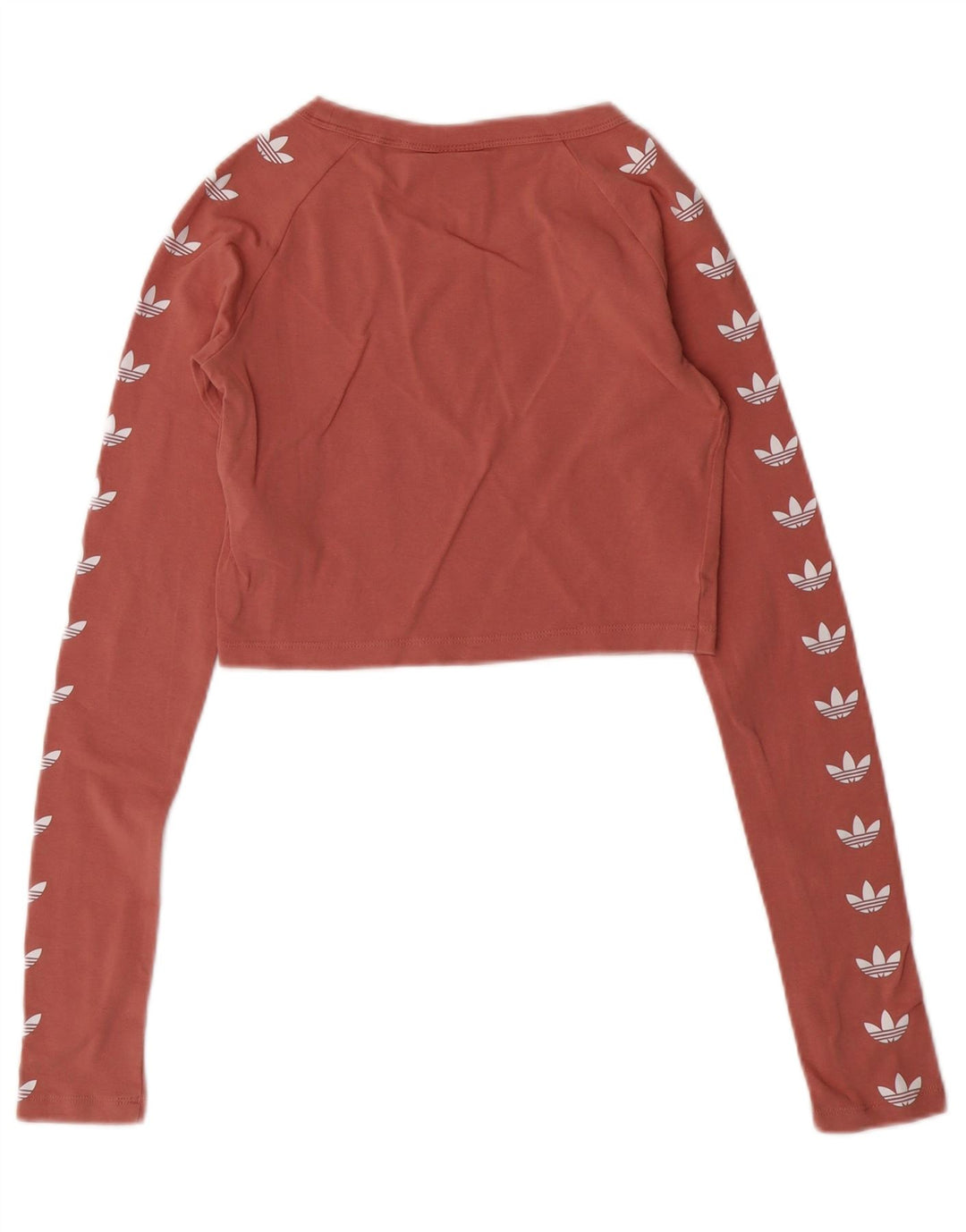 ADIDAS Womens Crop Graphic Top Long Sleeve UK 6 XS  Pink Cotton