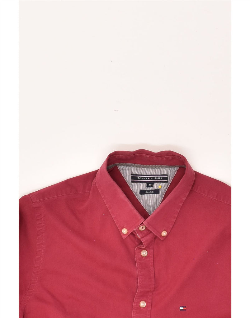 TOMMY HILFIGER Mens Shirt Medium Red Cotton | Vintage Tommy Hilfiger | Thrift | Second-Hand Tommy Hilfiger | Used Clothing | Messina Hembry 