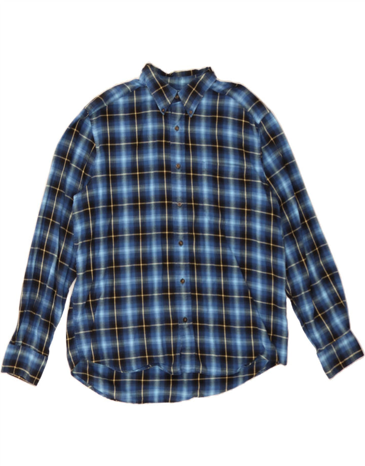 EDDIE BAUER Mens Flannel Shirt Large Blue Check Cotton Vintage Eddie Bauer and Second-Hand Eddie Bauer from Messina Hembry 