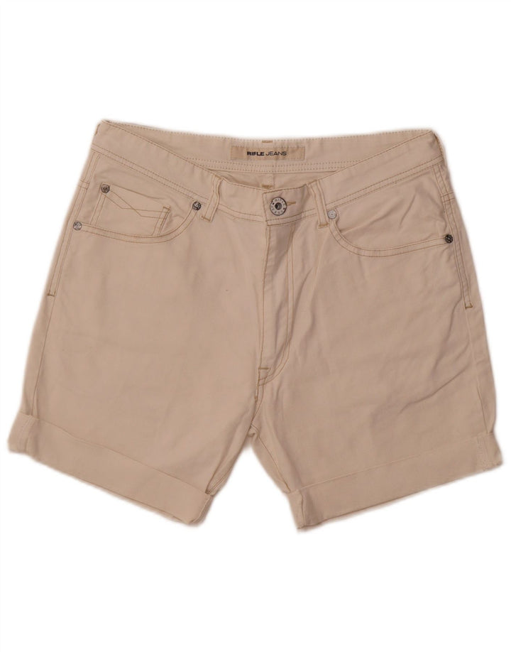 RIFLE Womens Casual Shorts W32 Large  White Cotton