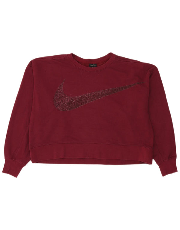 Nike Womens Graphic Oversized Sweatshirt Jumper UK 10 Small Burgundy Cotton
