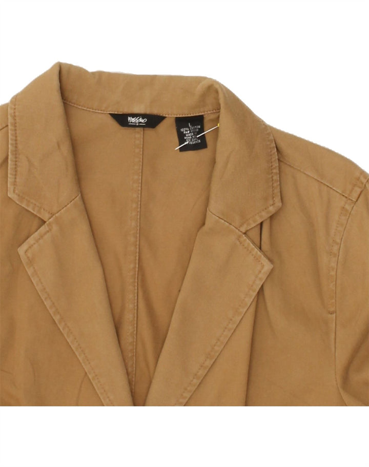 MOSSIMO Womens 2 Button Blazer Jacket UK 14 Large Brown Cotton | Vintage Mossimo | Thrift | Second-Hand Mossimo | Used Clothing | Messina Hembry 