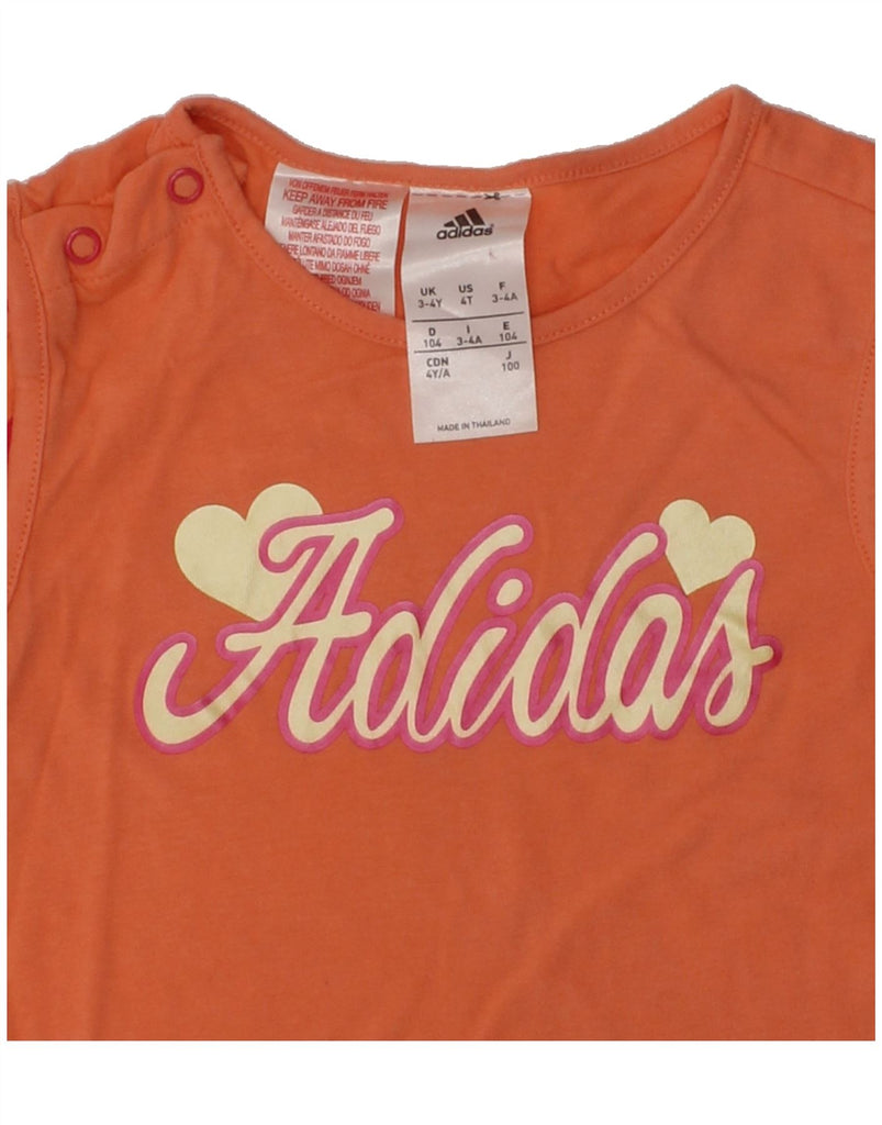 ADIDAS Girls Graphic T-Shirt Top 3-4 Years Orange Cotton | Vintage Adidas | Thrift | Second-Hand Adidas | Used Clothing | Messina Hembry 