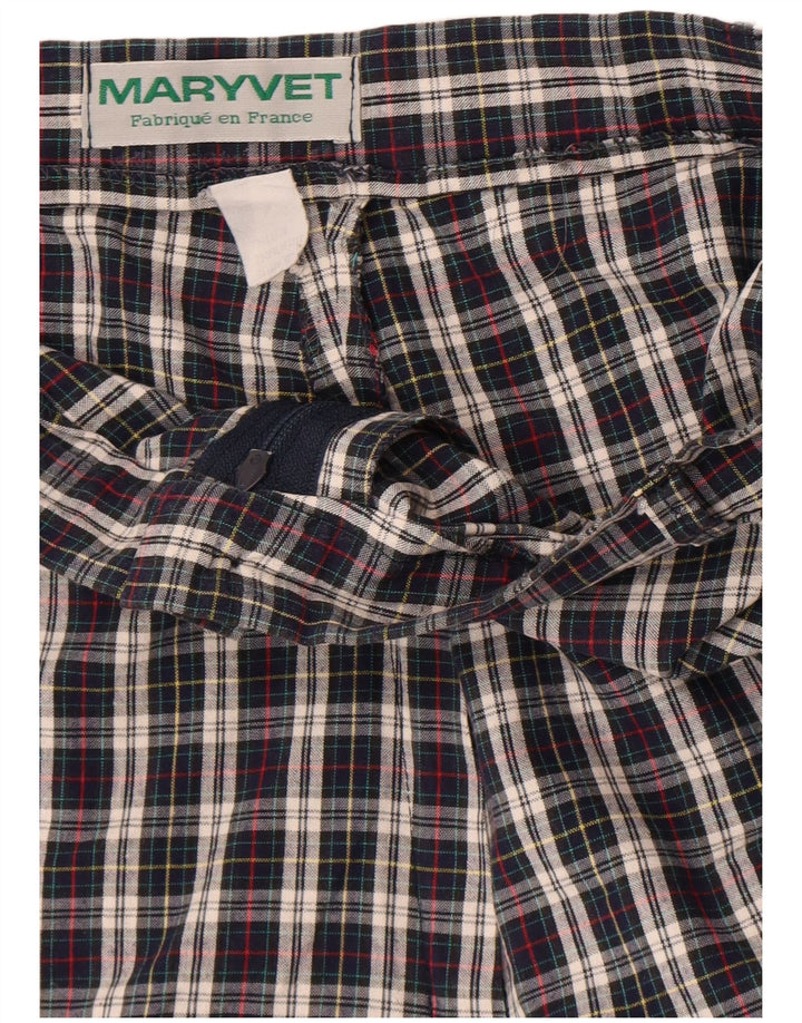 Vintage Womens Chino Shorts W30 Medium Navy Blue Check Cotton