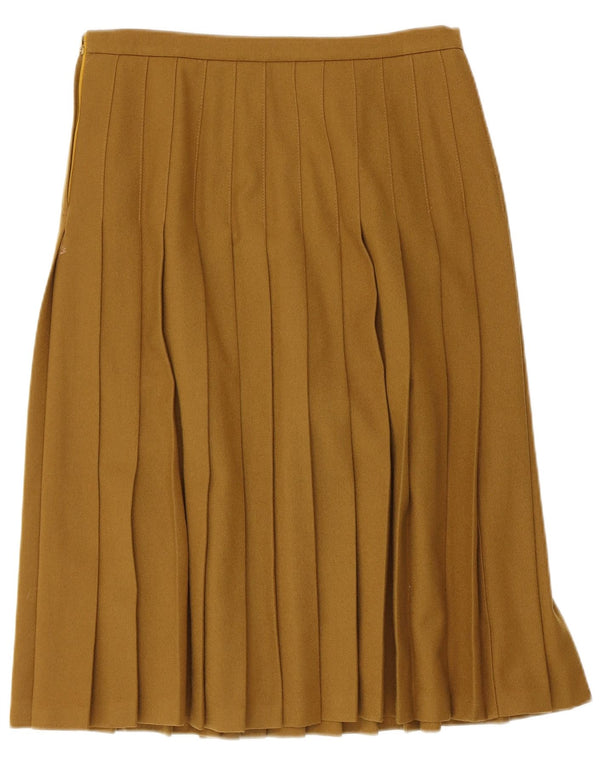 Vintage Womens Knife Pleated Skirt EU 40 Medium W30 Khaki Wool