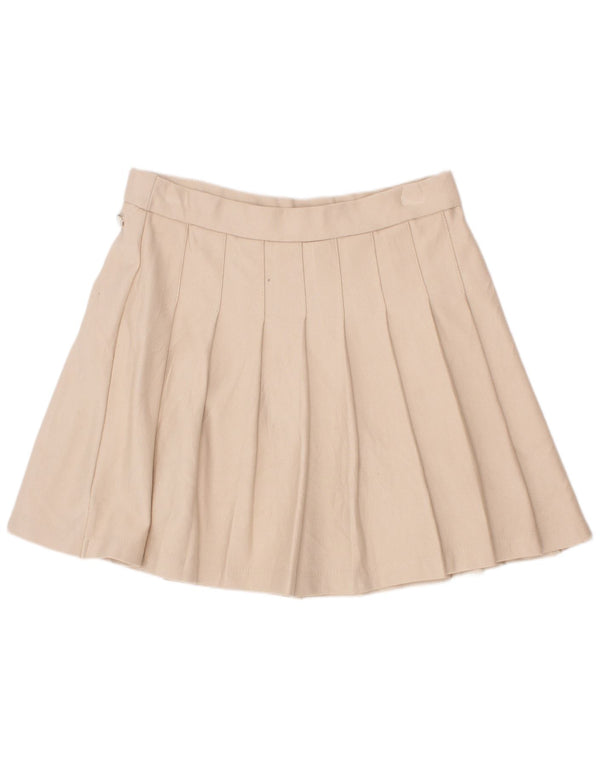 Zara Girls Knife Pleated Skirt 11-12 Years W24 Beige Viscose