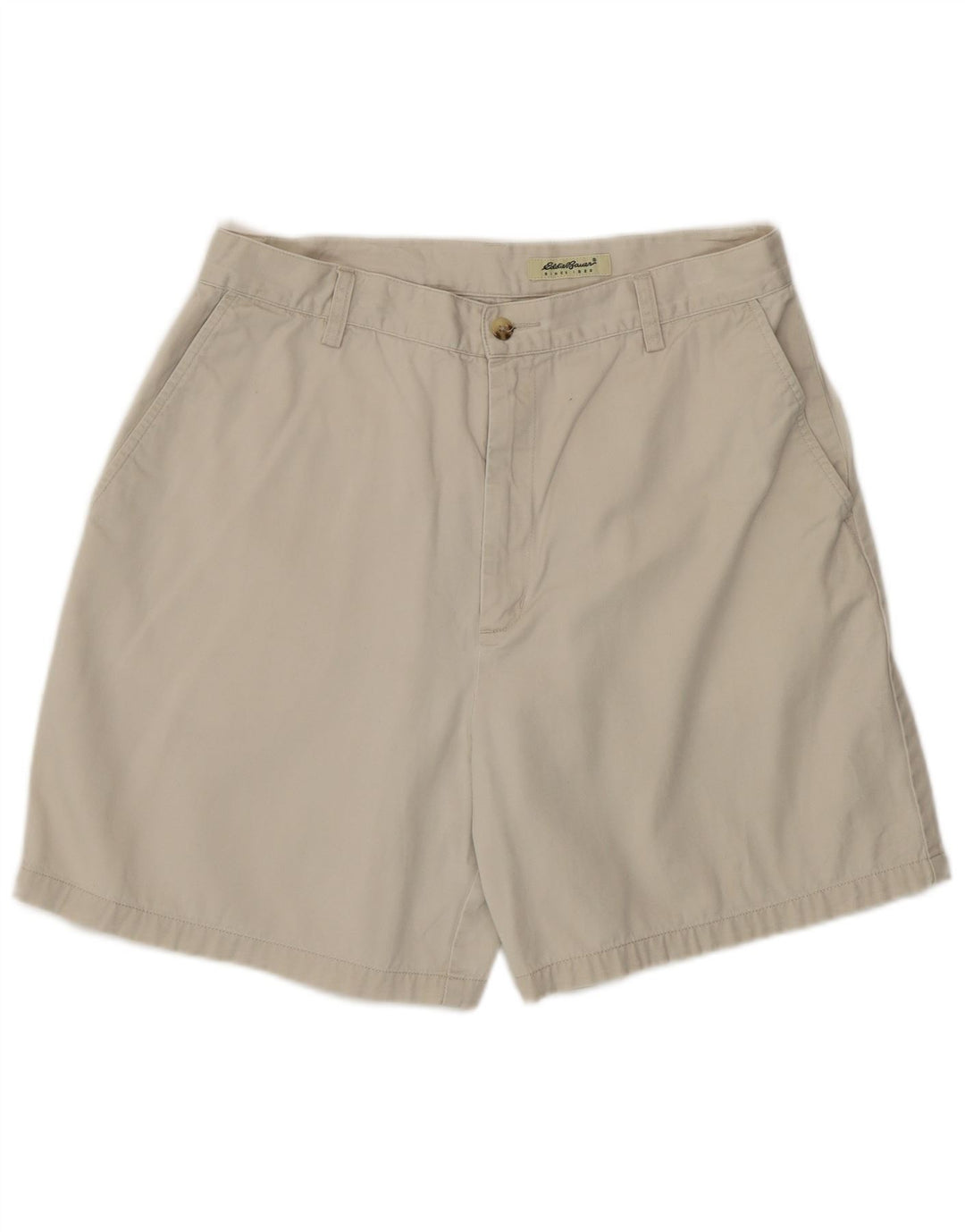 Eddie Bauer Womens High Rise Chino Shorts US 14 Large W32 Beige Cotton