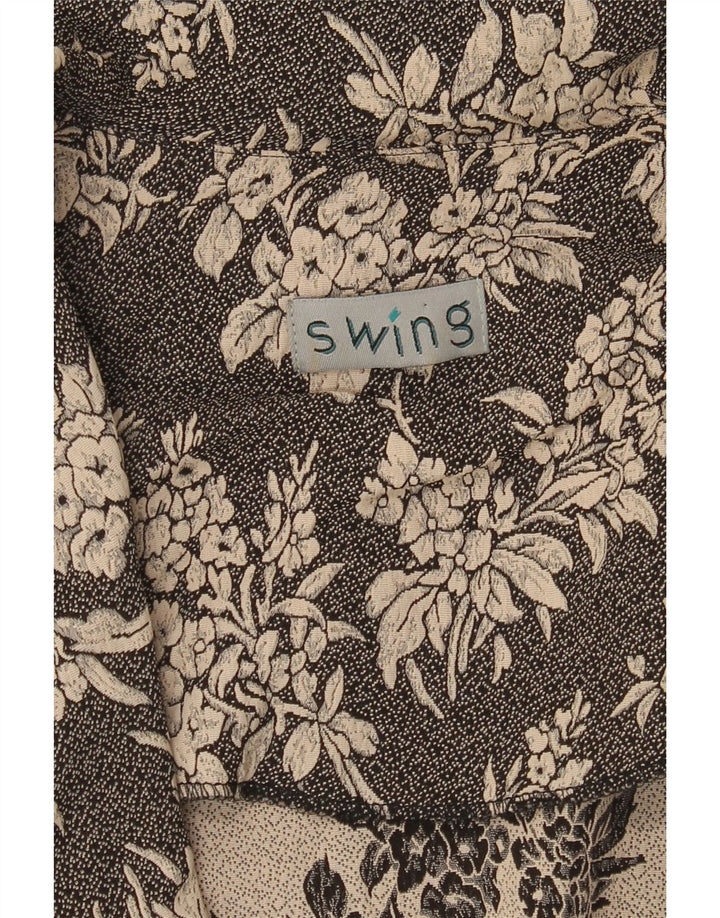 VINTAGE Womens 3 Button Blazer Jacket UK 10 Small Black Floral