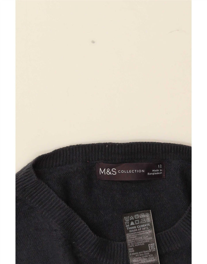 Marks & Spencer Womens Boat Neck Jumper Sweater UK 12 Medium Navy Blue