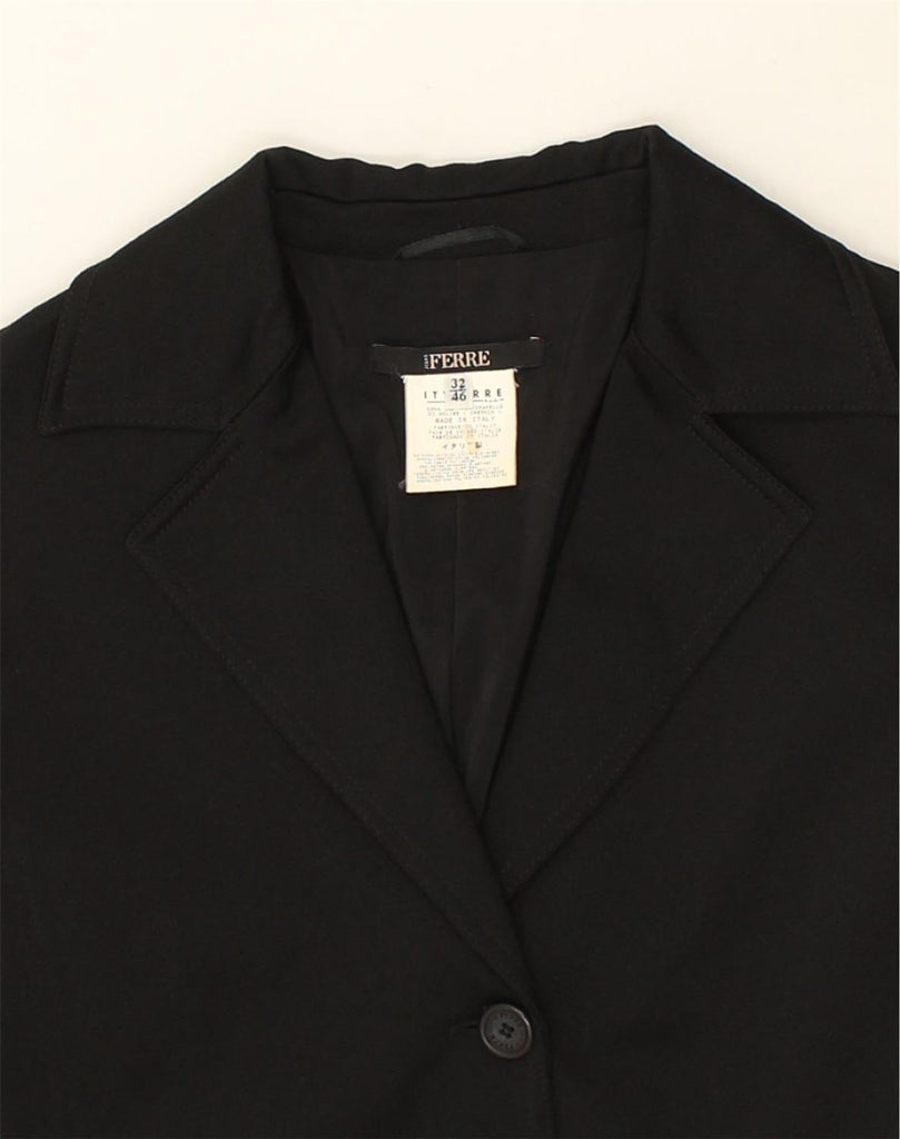 GIANFRANCO FERRE Womens 2 Button Blazer Jacket IT 46 Large Black Polyamide | Vintage Gianfranco Ferre | Thrift | Second-Hand Gianfranco Ferre | Used Clothing | Messina Hembry 