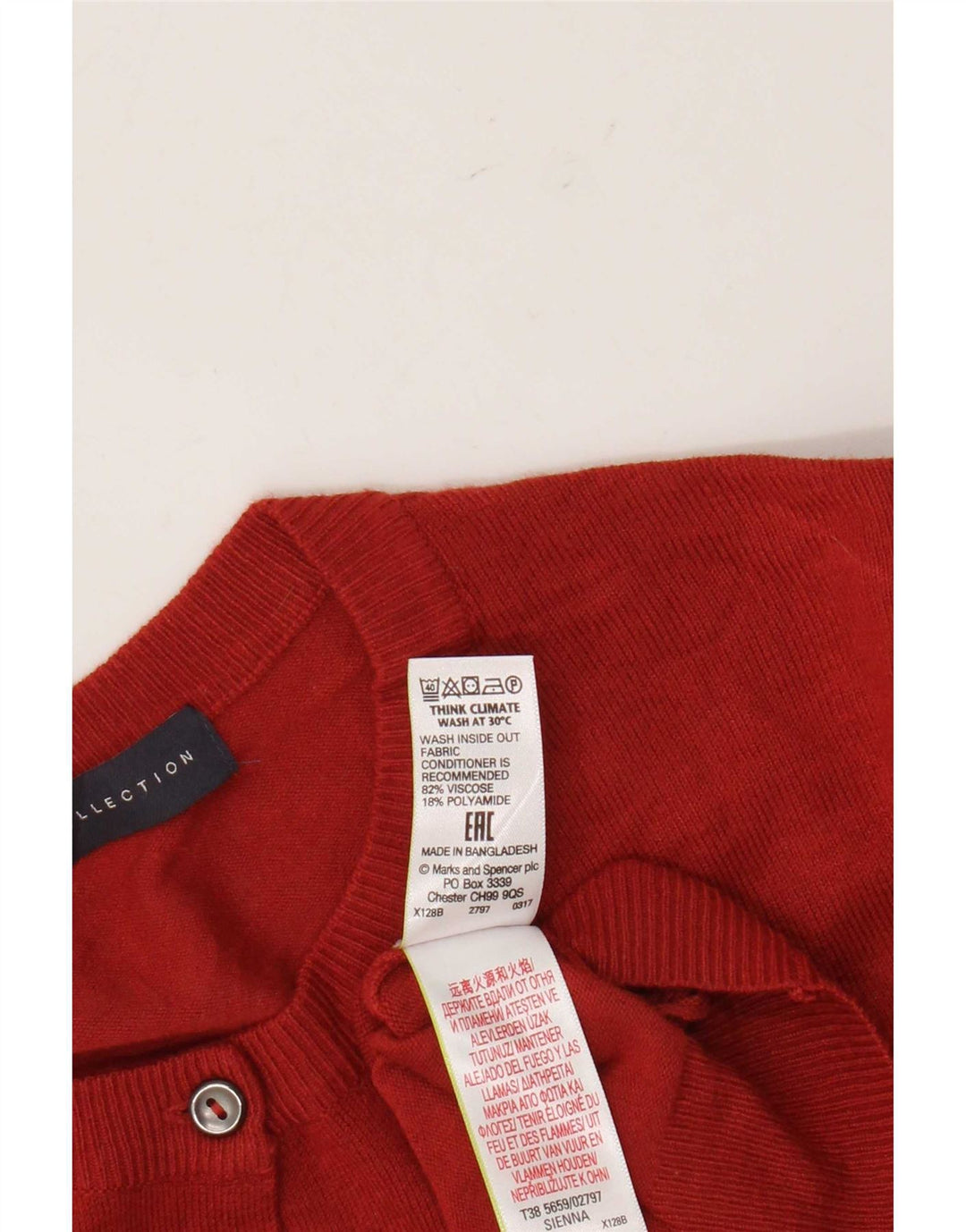 Marks & Spencer Womens Cardigan Sweater UK 14 Large Red Viscose