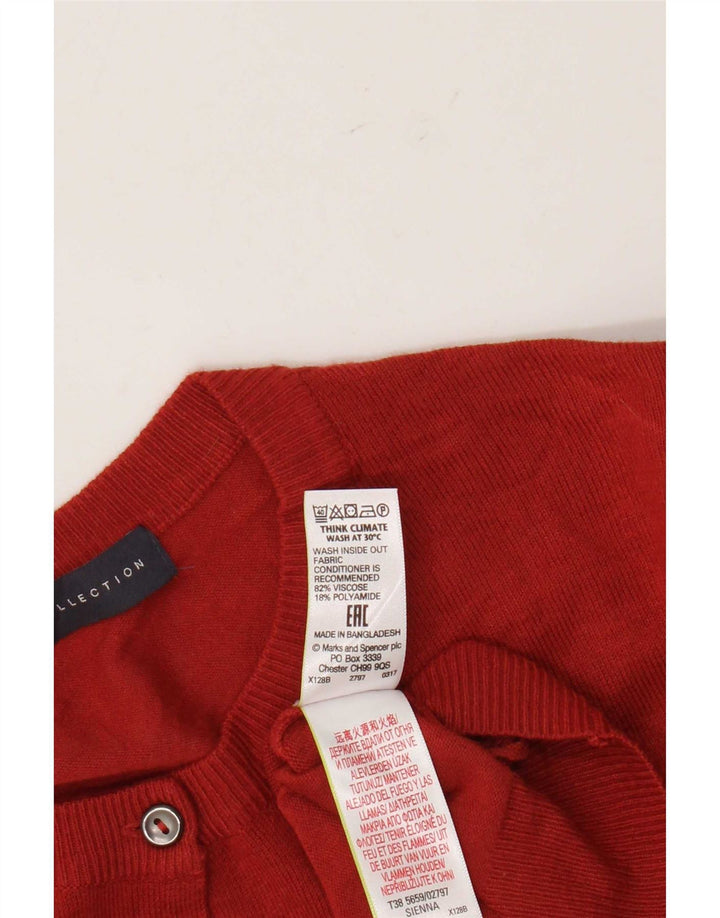 Marks & Spencer Womens Cardigan Sweater UK 14 Large Red Viscose