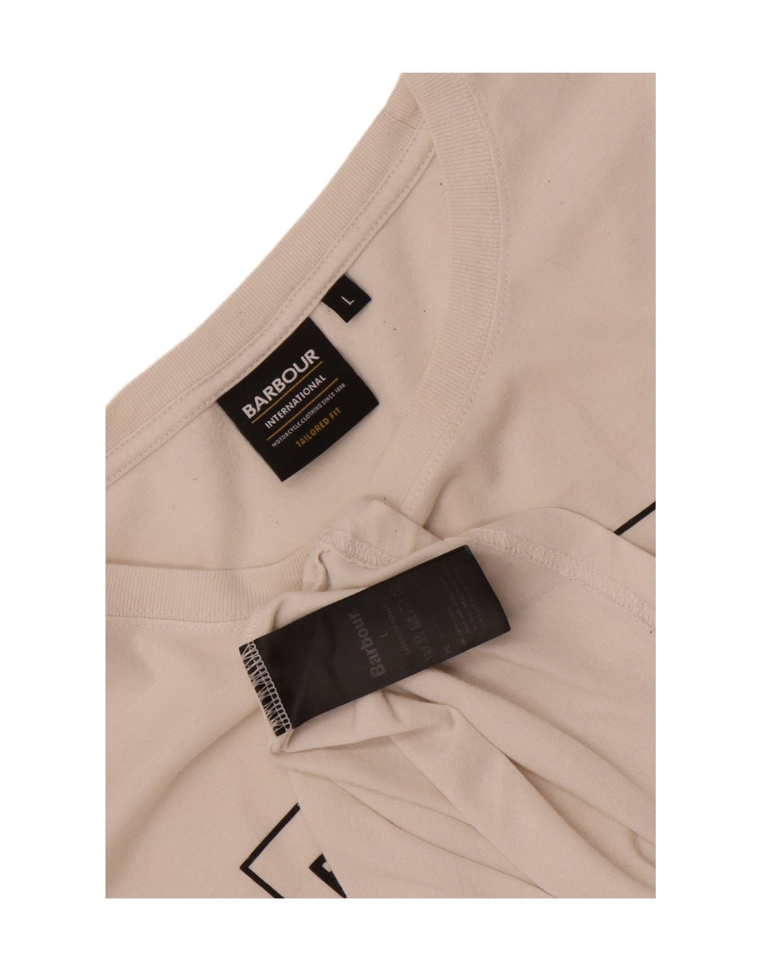 Barbour Mens Tailored Fit Graphic T-Shirt Top Large White Cotton
