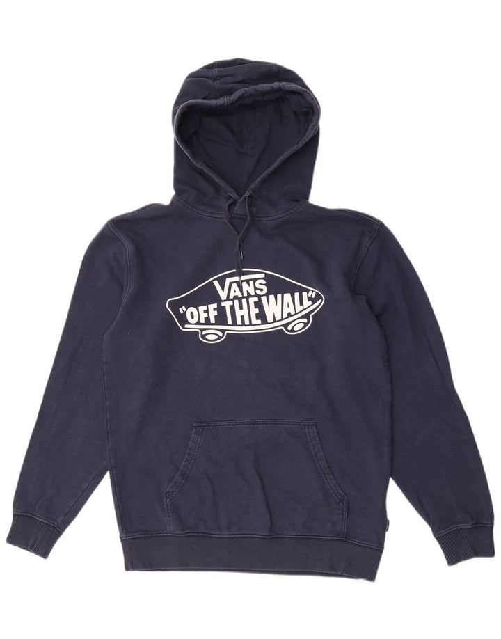 Vans Mens Graphic Hoodie Jumper Small Navy Blue Cotton