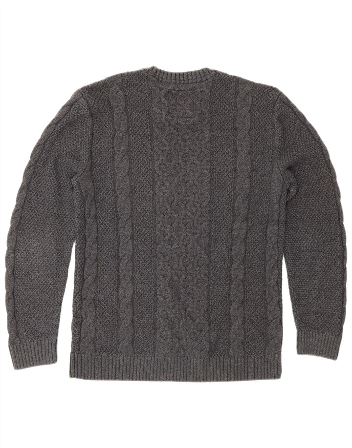 Hollister Mens Crew Neck Jumper Sweater Small Grey Cotton