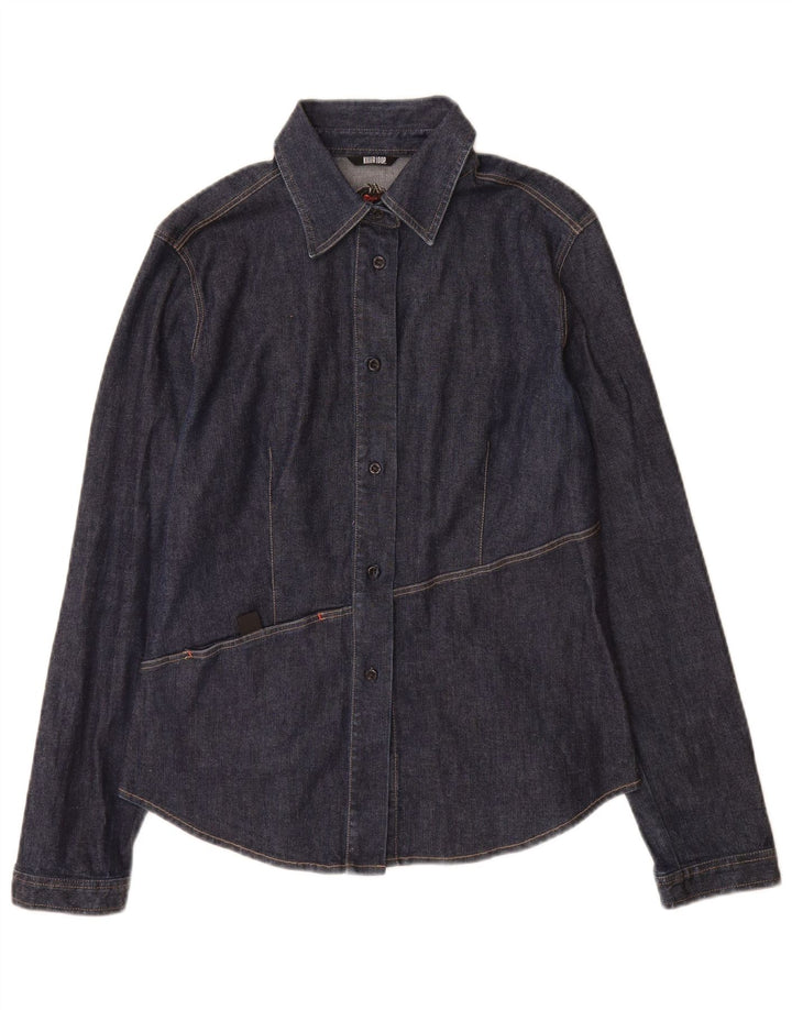 Killer Loop Womens Denim Shirt UK 8 Small Navy Blue
