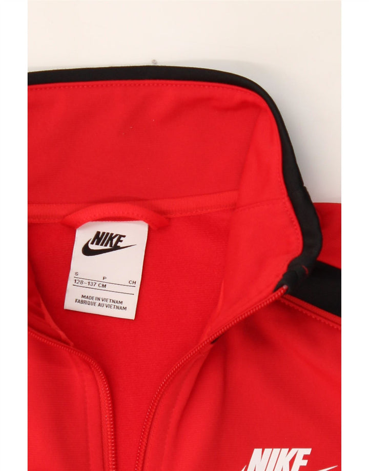 NIKE Boys Tracksuit Top Jacket 8-9 Years Small Red Colourblock Polyester Vintage Nike and Second-Hand Nike from Messina Hembry 