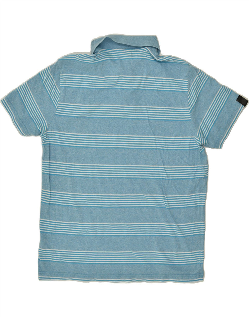 PUMA Mens Polo Shirt Medium Blue Striped Cotton | Vintage Puma | Thrift | Second-Hand Puma | Used Clothing | Messina Hembry 