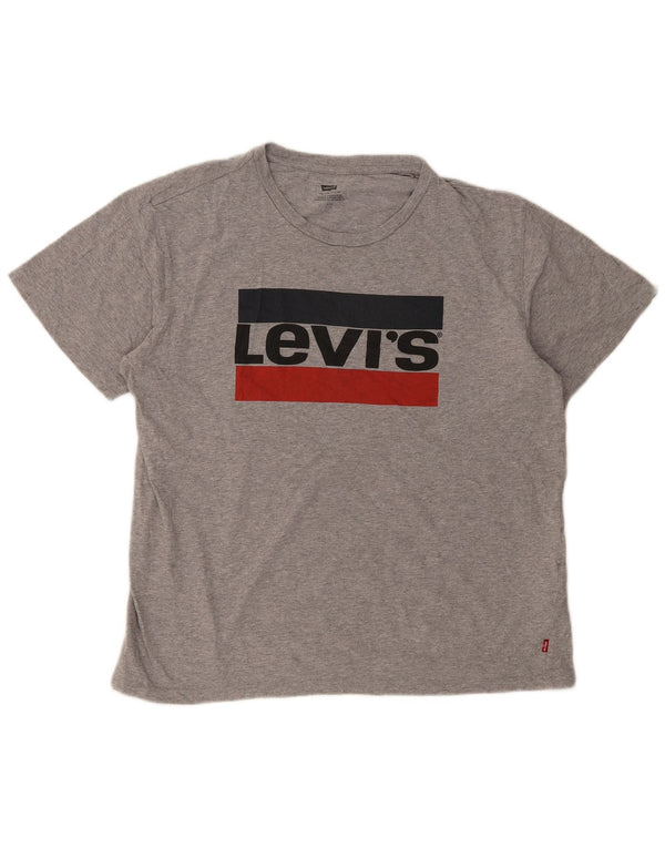 Levi's Mens Graphic T-Shirt Top Large Grey Flecked Cotton