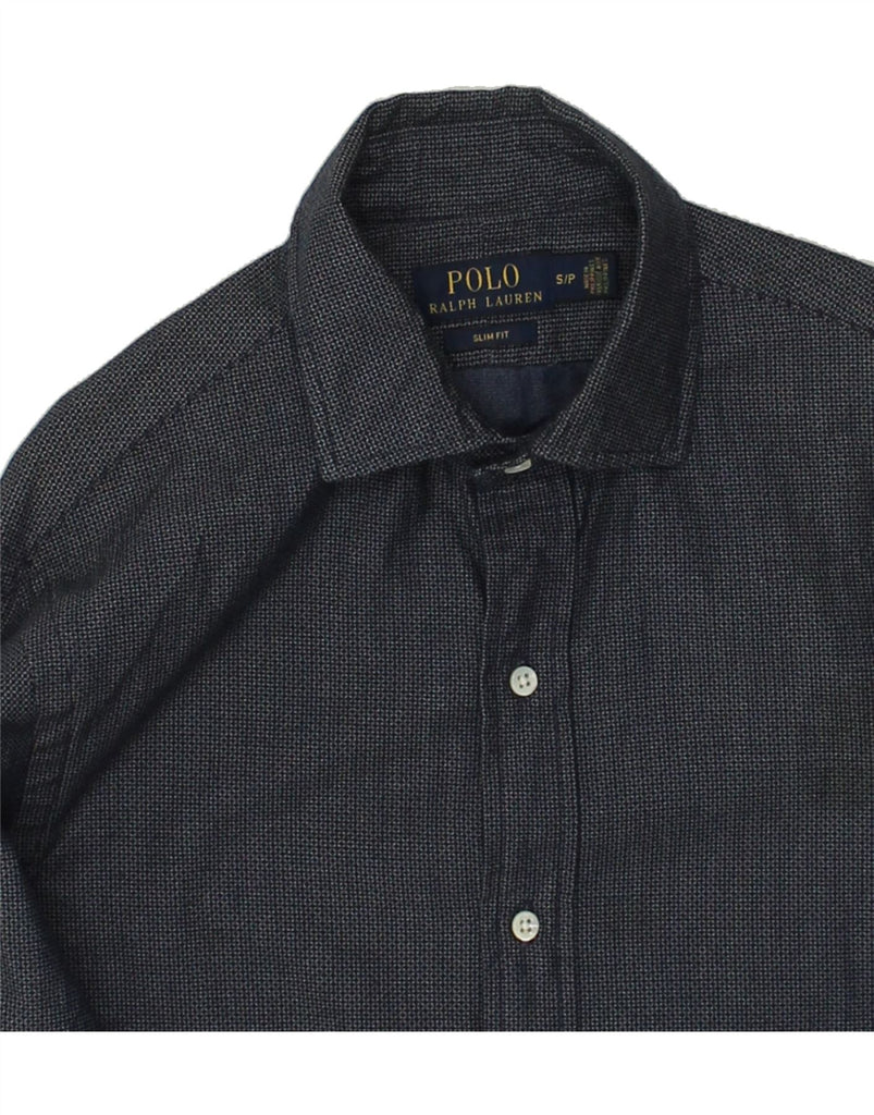 POLO RALPH LAUREN Mens Slim Fit Shirt Small Navy Blue Check Cotton | Vintage Polo Ralph Lauren | Thrift | Second-Hand Polo Ralph Lauren | Used Clothing | Messina Hembry 