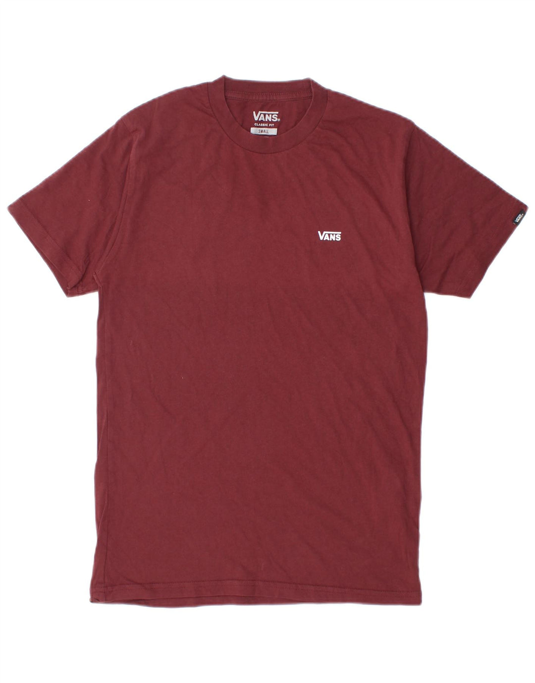 VANS Mens Classic Fit T-Shirt Top Small Maroon Cotton