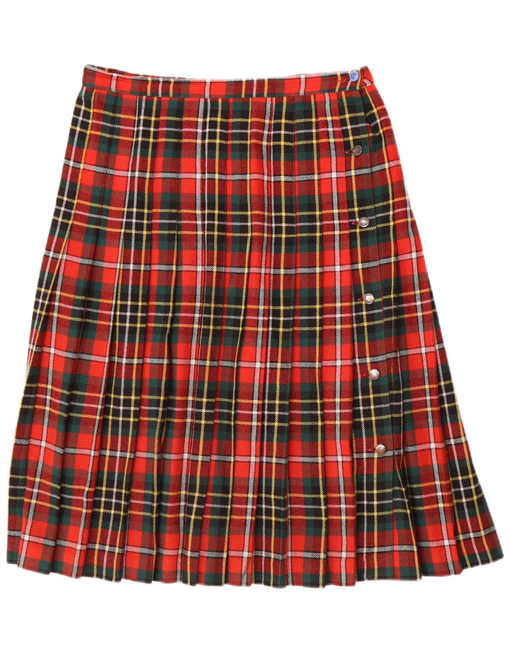 Marella Womens Pleated Wrap Skirt W30 Medium Red Check